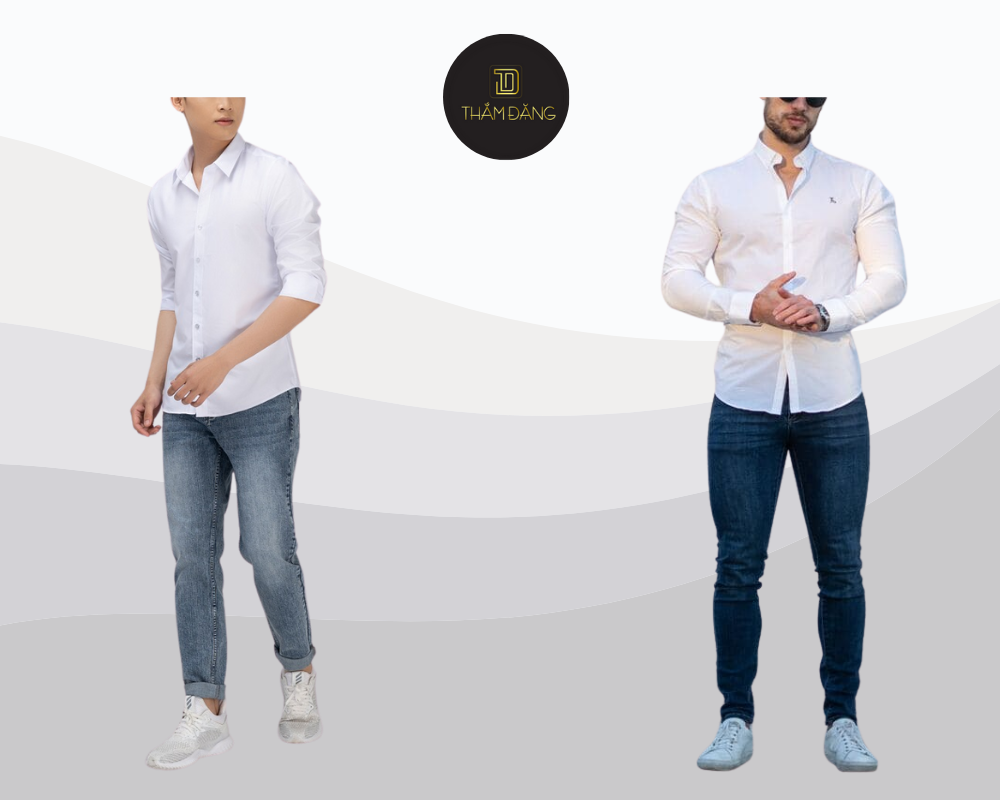 quần jean áo sơ mi lịch lãm