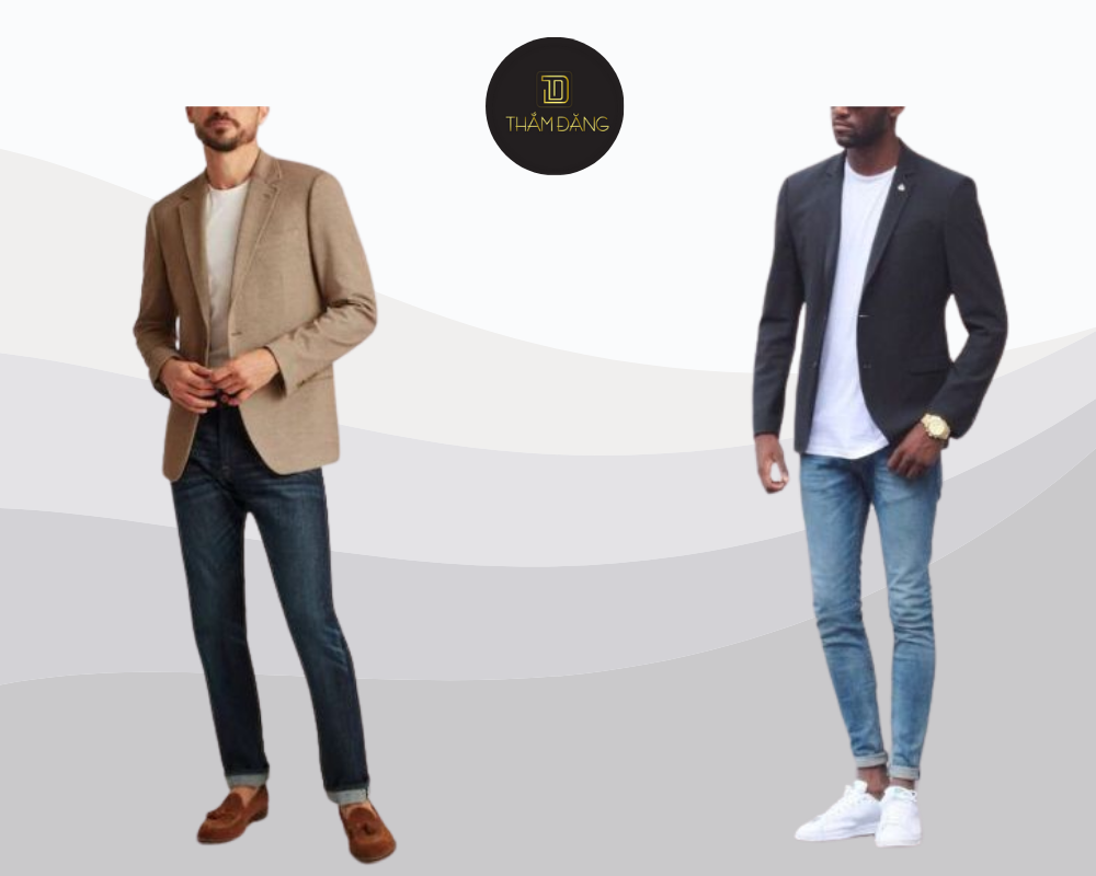 quần jean áo sơ mi casual