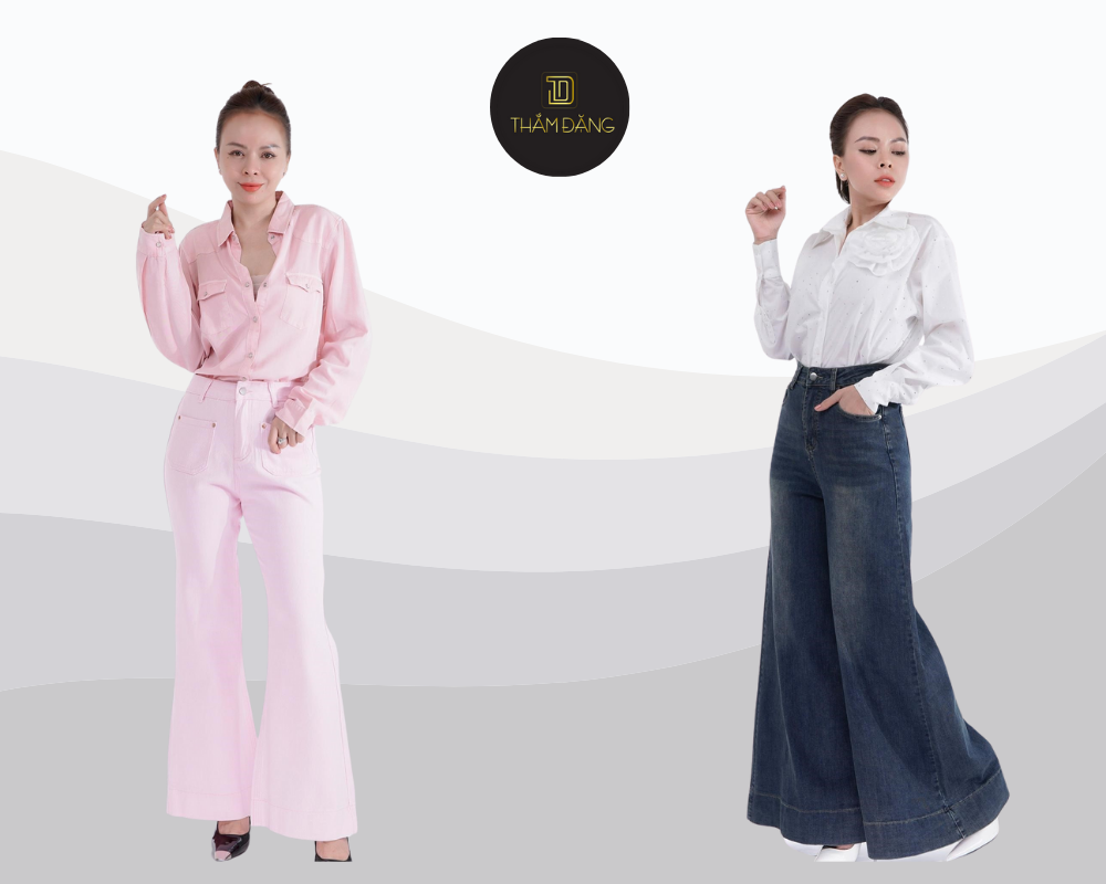 quần jean áo sơ mi thể hiện gu thời trang