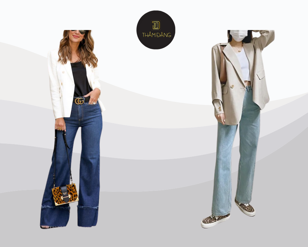 Smart casual thanh lịch với blazer quần jean giày cao gót túi xách sang trọng