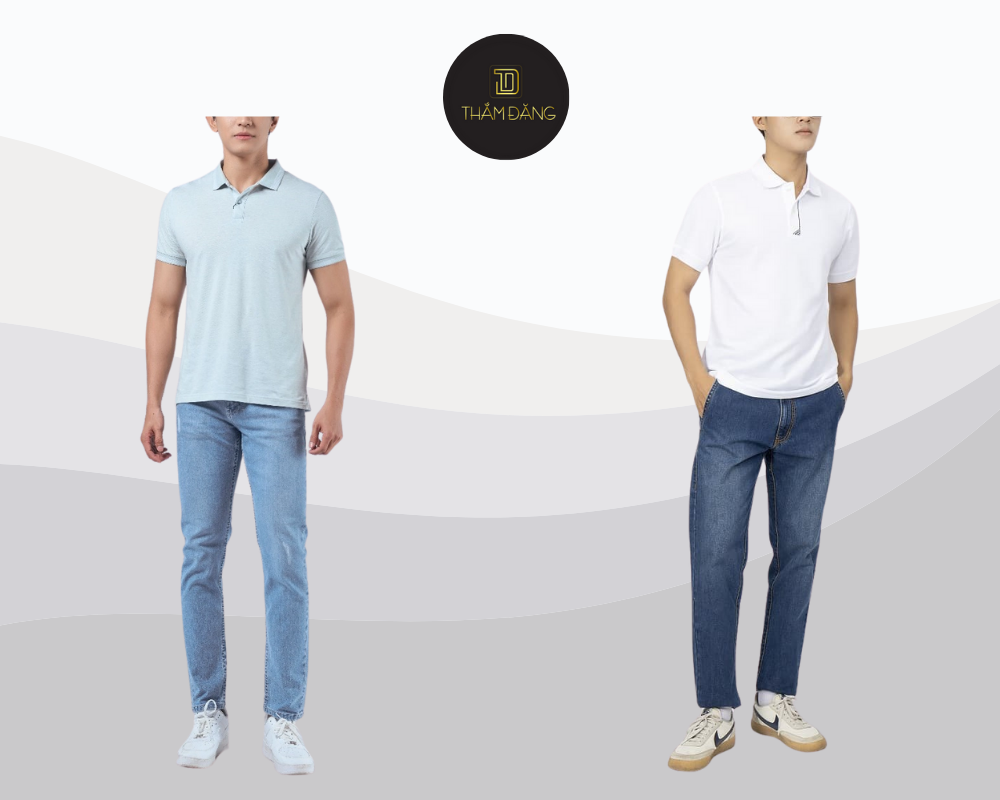 Phong cách preppy nam tính cùng polo ôm gọn và jean lưng cao lịch lãm