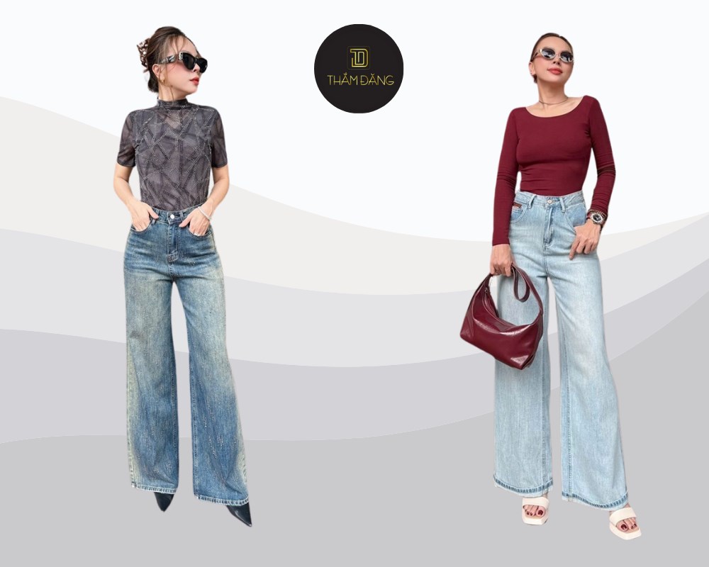 Quần jean lưng cao và suông giúp cân bằng dáng người quả lê hoàn hảo