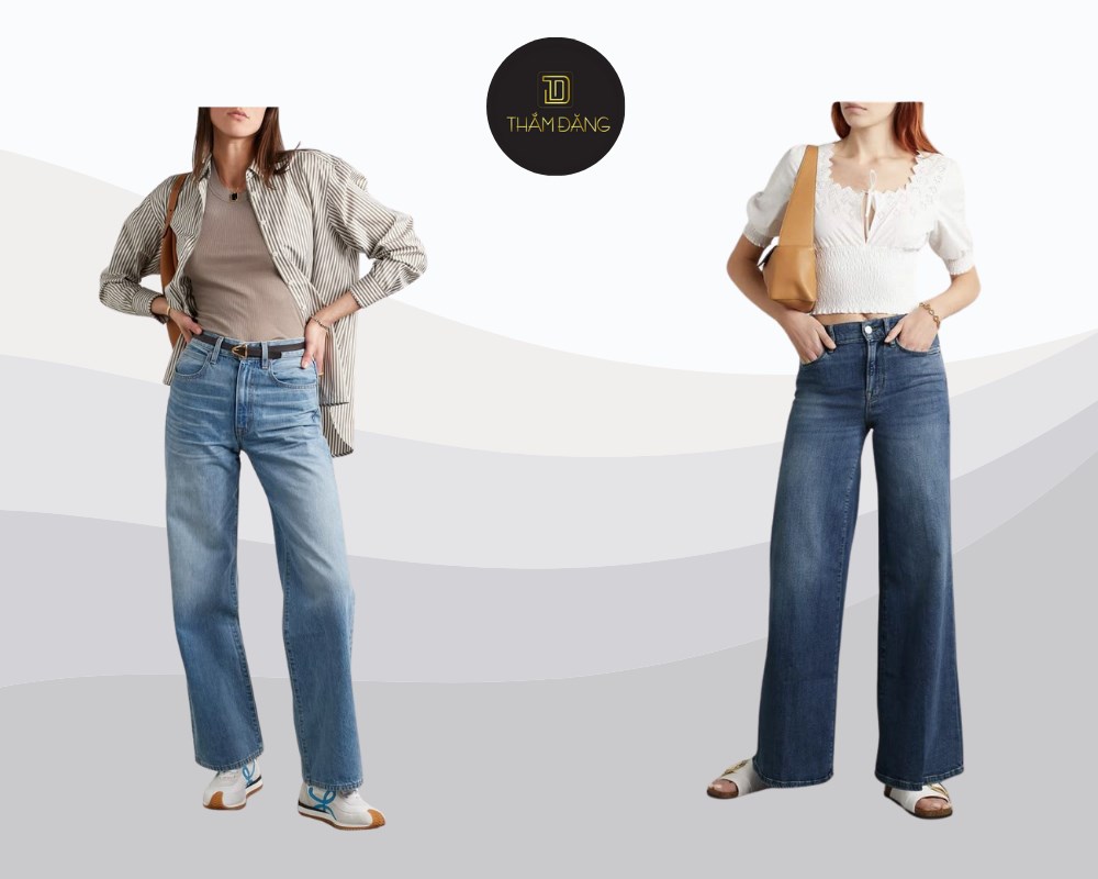 Quần jean lưng cao phối áo peplum giúp che bụng tôn dáng quả táo hiệu quả