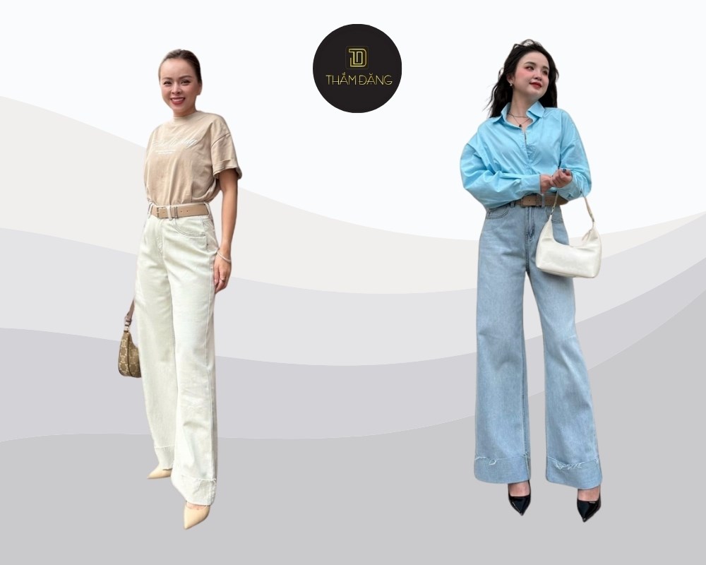 Quần jean ống đứng lưng cao Thắm Đặng Store tôn eo, tạo hiệu ứng chân dài, chắc chắn và bền bỉ