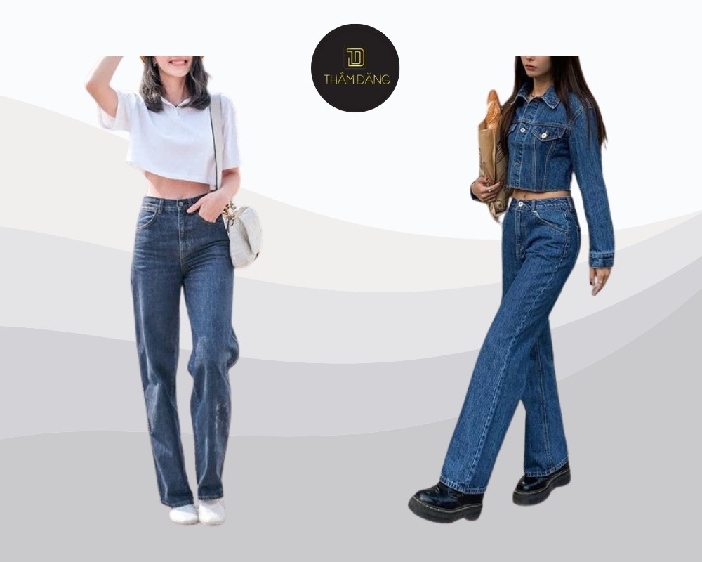 Kết hợp áo croptop và quần jean ống đứng lưng cao tạo tỷ lệ vàng, tôn dáng và gợi cảm