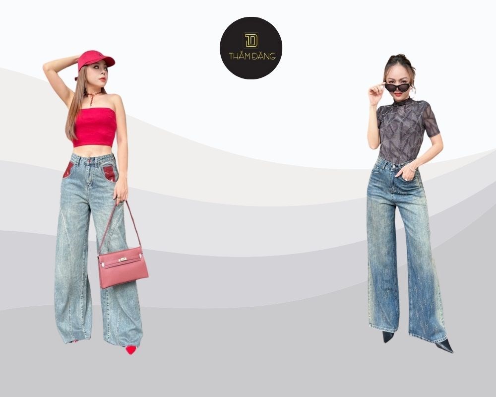 quần jean ống rộng phối với áo gì đẹp nhất