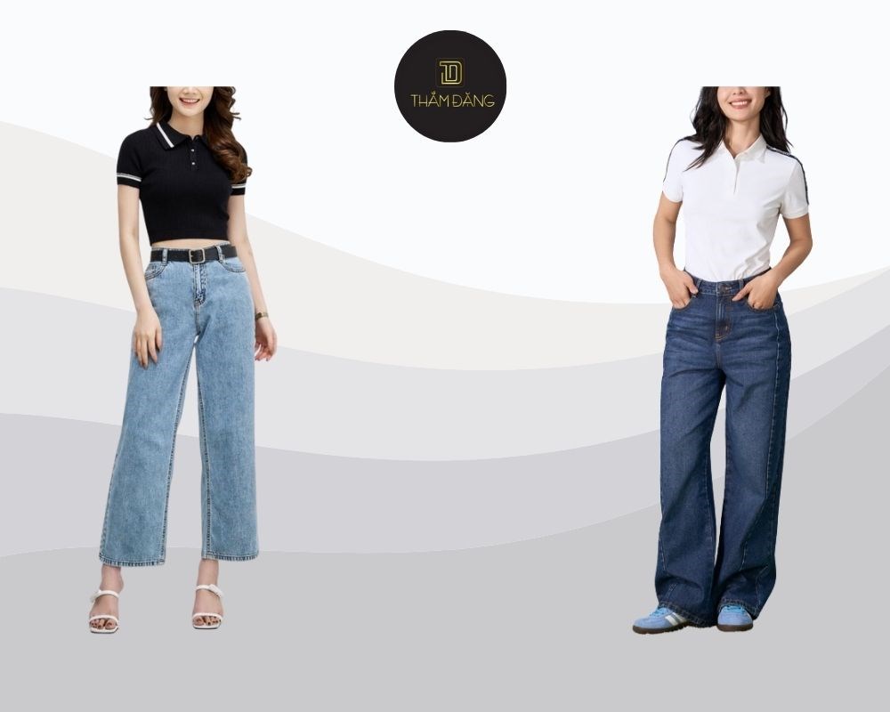 quần jean ống rộng phối với áo gì tinh tế
