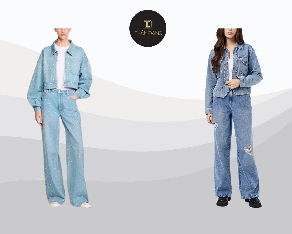 quần jean ống rộng phối với áo gì hợp mốt