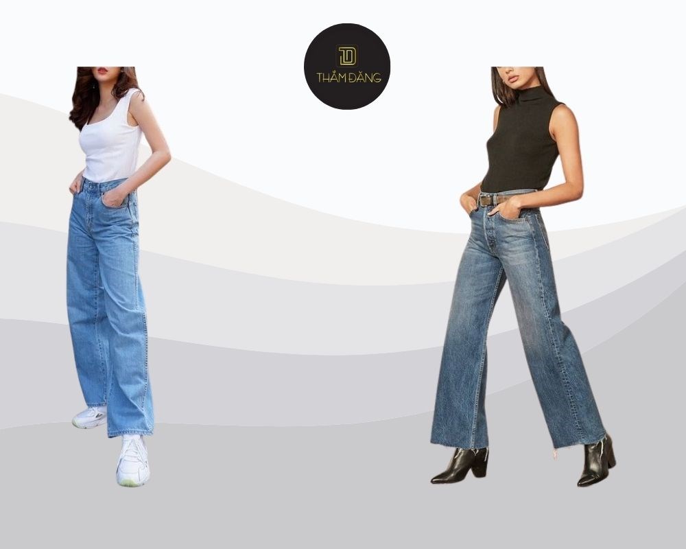 quần jean ống rộng phối với áo gì trendy
