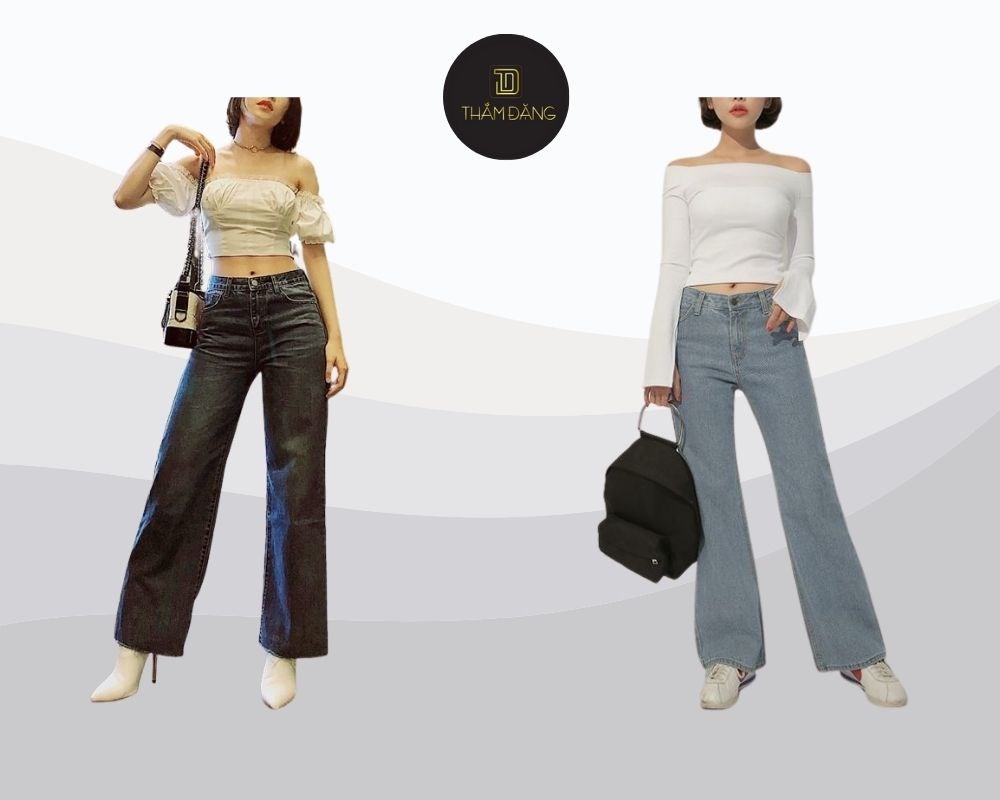 quần jean ống rộng phối với áo gì hot trend