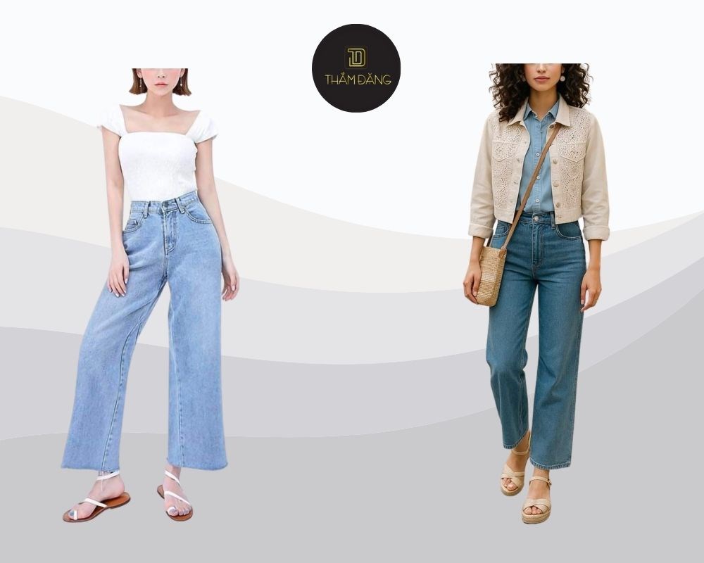quần jean ống rộng phối với áo gì phù hợp