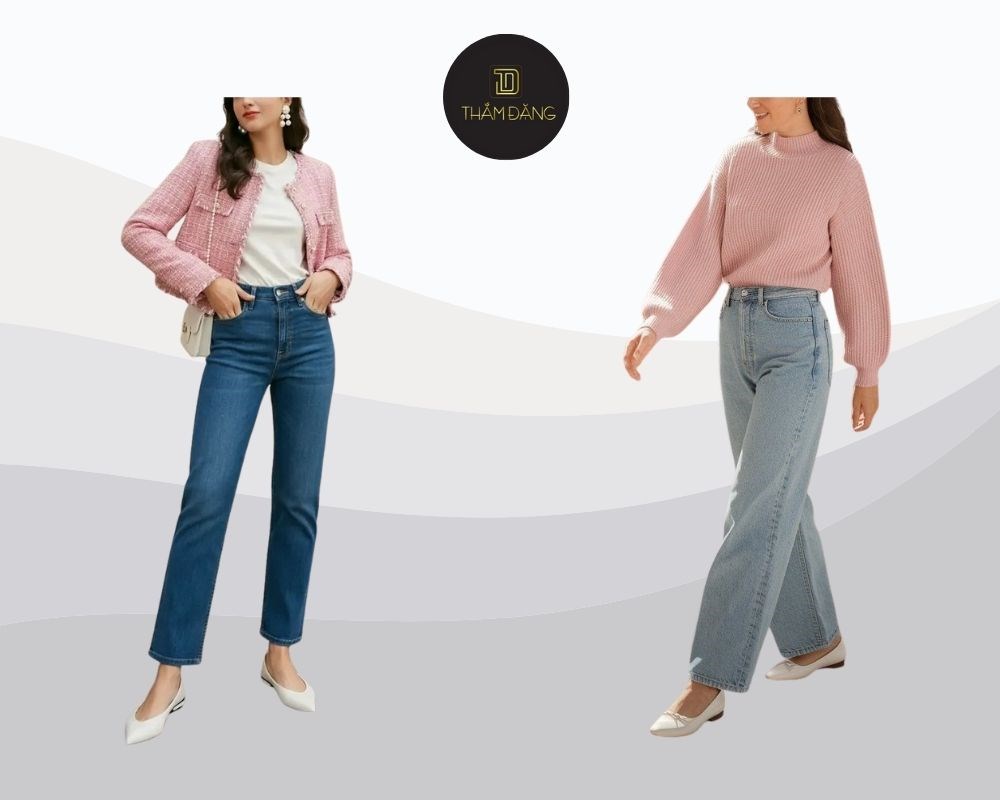 quần jean ống rộng phối với áo gì nhẹ nhàng