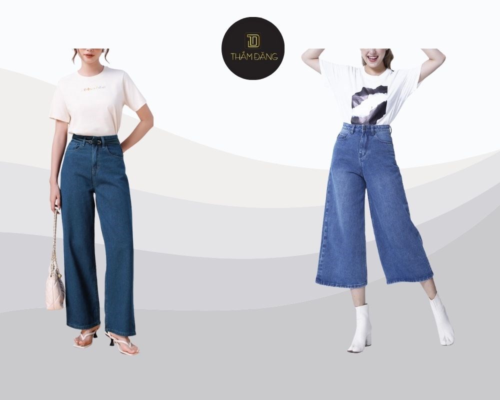 quần jean ống rộng phối với áo gì đẹp