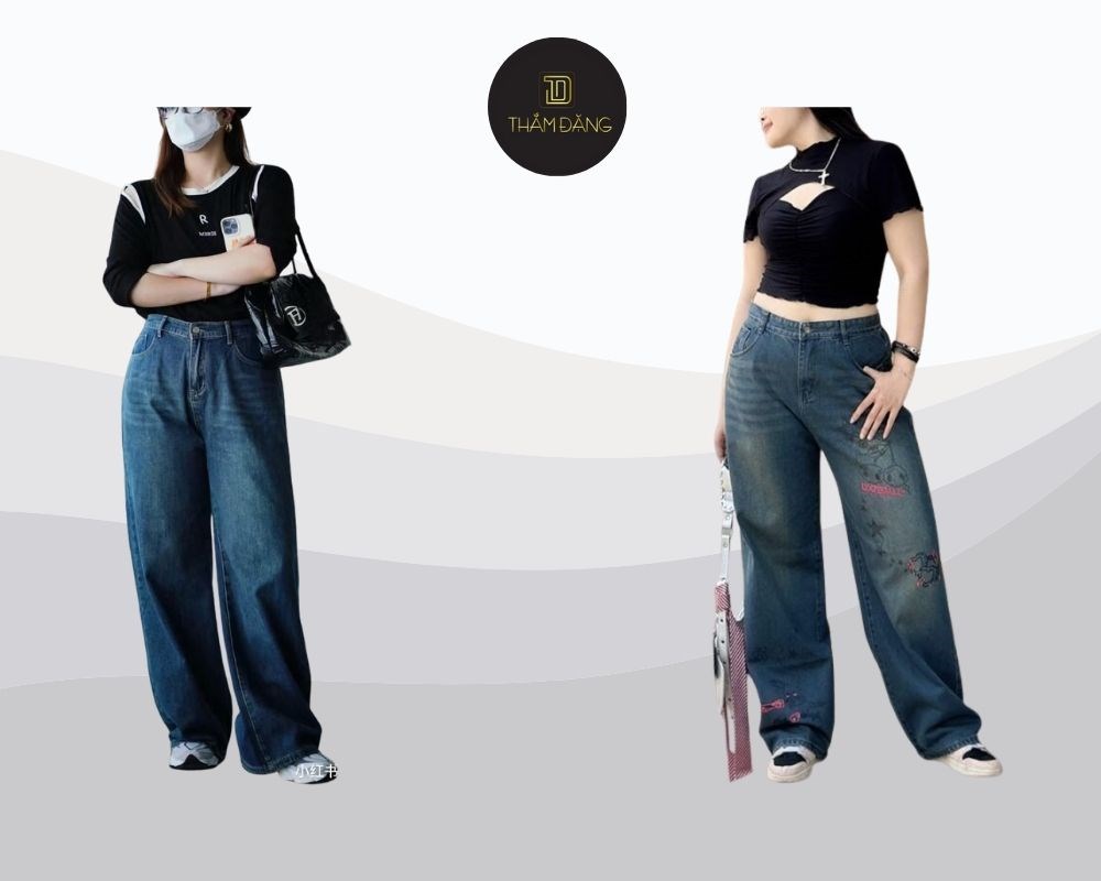 quần jean ống rộng phối với áo gì thon gọn