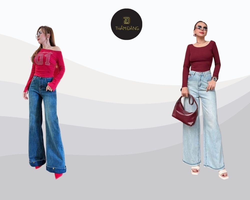 quần jean ống rộng phối với áo gì hài hòa