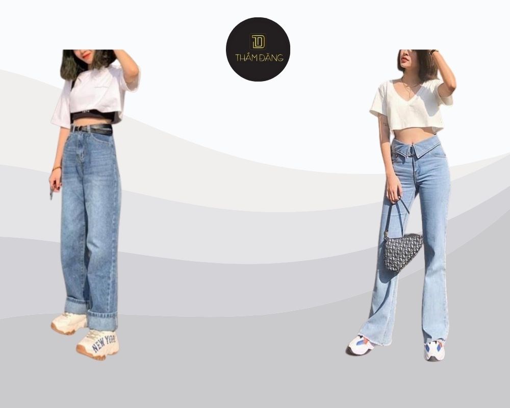 quần jean ống rộng phối với áo gì năng động