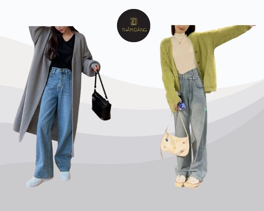 quần jean ống rộng phối với áo gì nữ tính