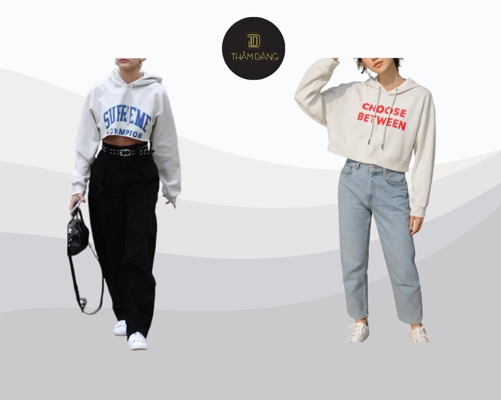 quần jean ống rộng phối với áo hoodie đẹp không