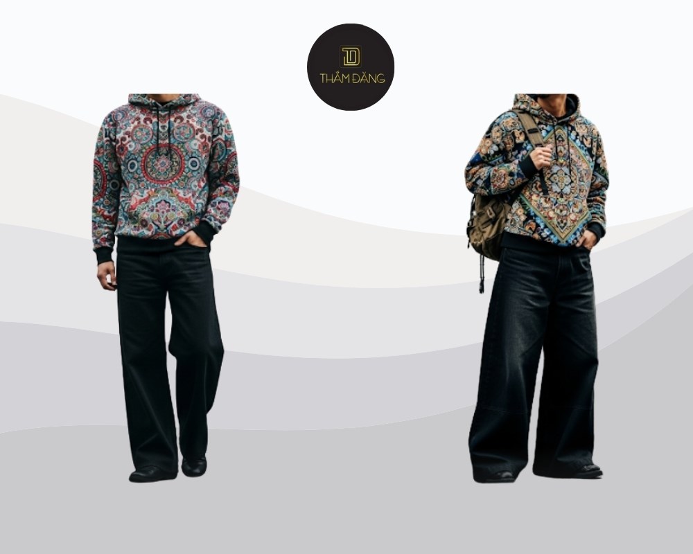 quần jean ống rộng phối với áo hoodie quần jean ống rộng phối với áo hoodie màu đen