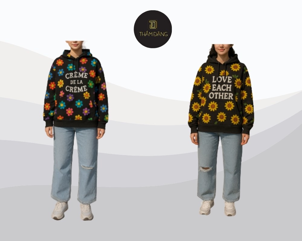 quần jean ống rộng phối với áo hoodie có hợp không