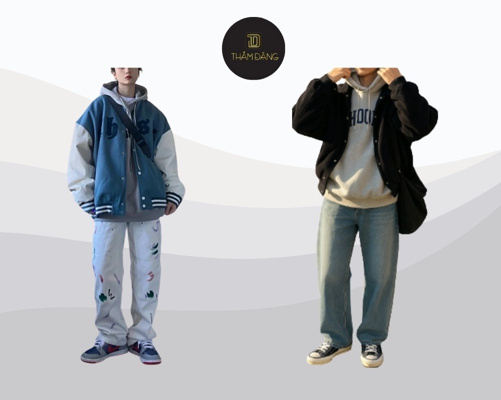 quần jean ống rộng phối với áo hoodie có phù hợp không 