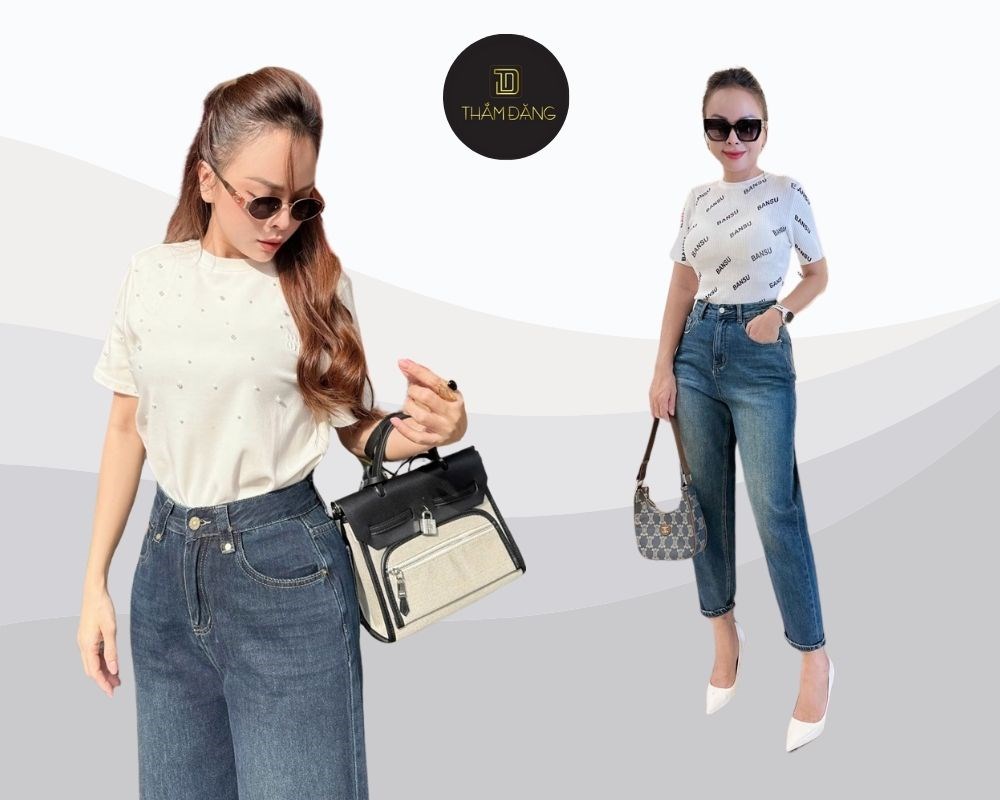 Jeans ống suông và áo phông basic – sự kết hợp đơn giản nhưng đầy phong cách, thích hợp cho những ngày dạo phố
