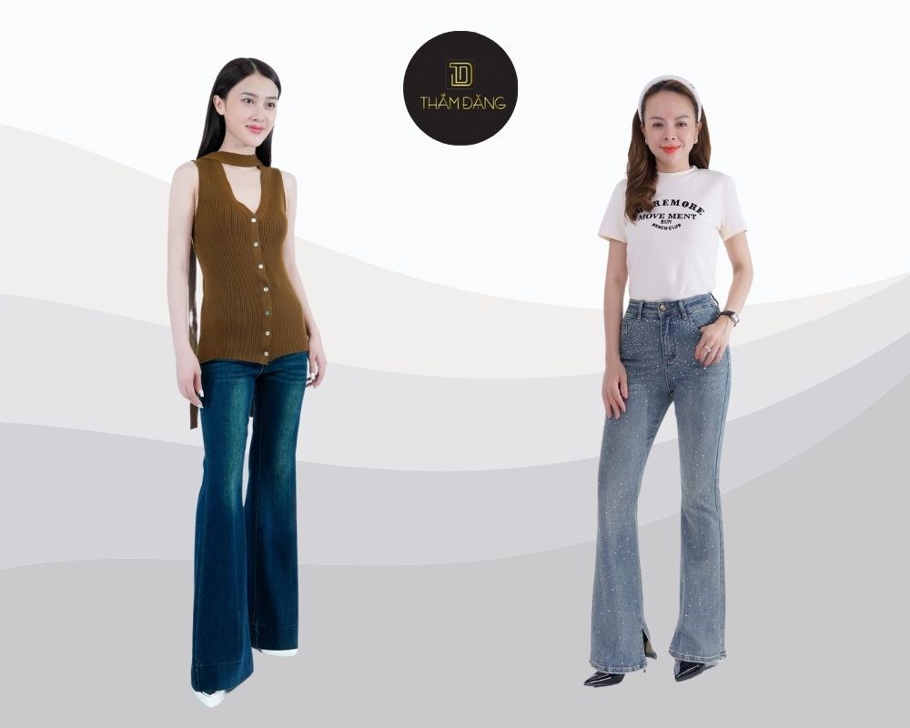 Quần jeans ống loe mang lại vẻ đẹp retro đầy mê hoặc, giúp bạn tôn lên đường cong cơ thể và khẳng định phong cách cá nhân