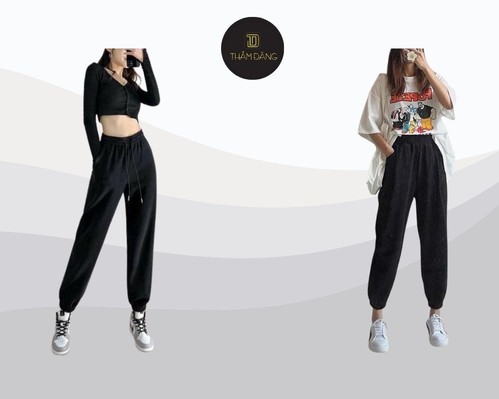quần jogger nữ phối với áo gì trẻ trung