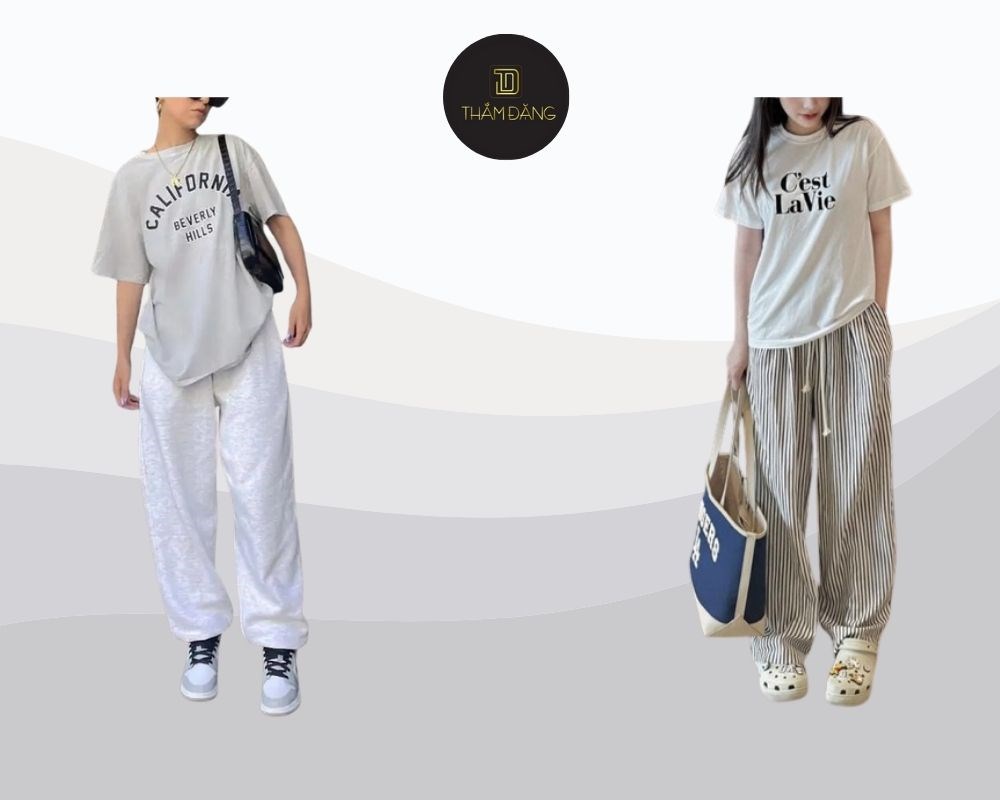 quần jogger nữ phối với áo gì năng động