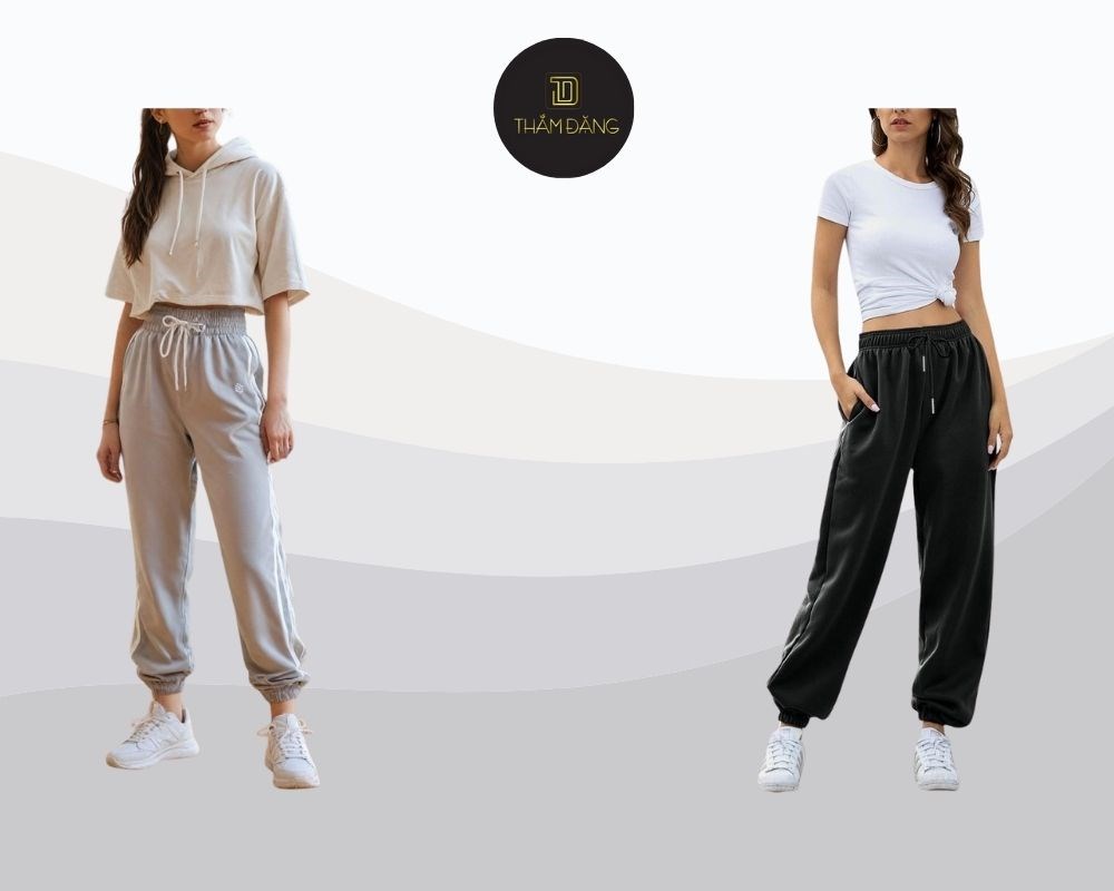 quần jogger nữ phối với áo gì hack dáng eo thon gọn