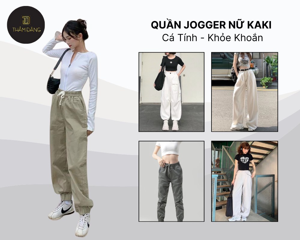 Năng động và khỏe khoắn cùng quần Jogger Kaki