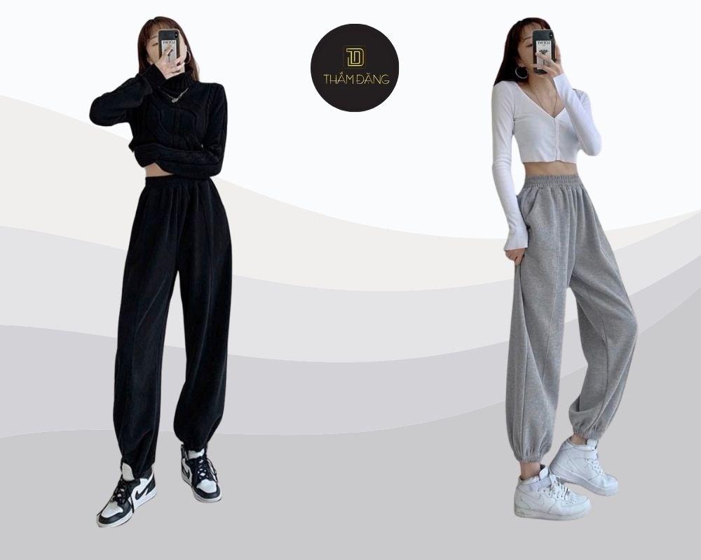 Quần jogger nữ ống suông, gấu bó chất cotton siêu mềm mại, phù hợp cho việc vận động thể thao và đi chơi
