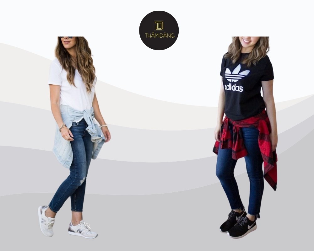 áo flannel phối quần legging siêu cá tính