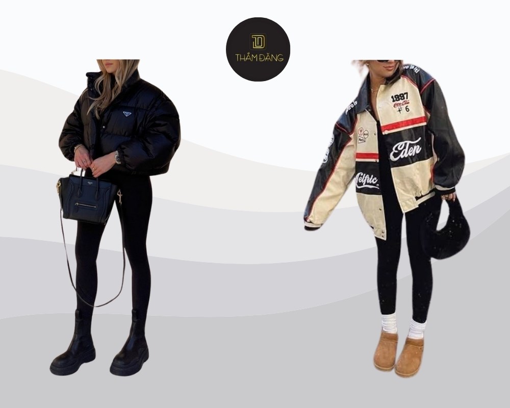 set áo bomber phối quần legging cá tính