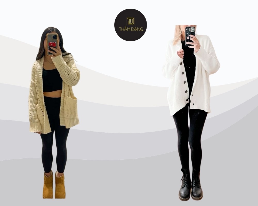 set đồ cardigan phối quần legging nhẹ nhàng và thanh lịch