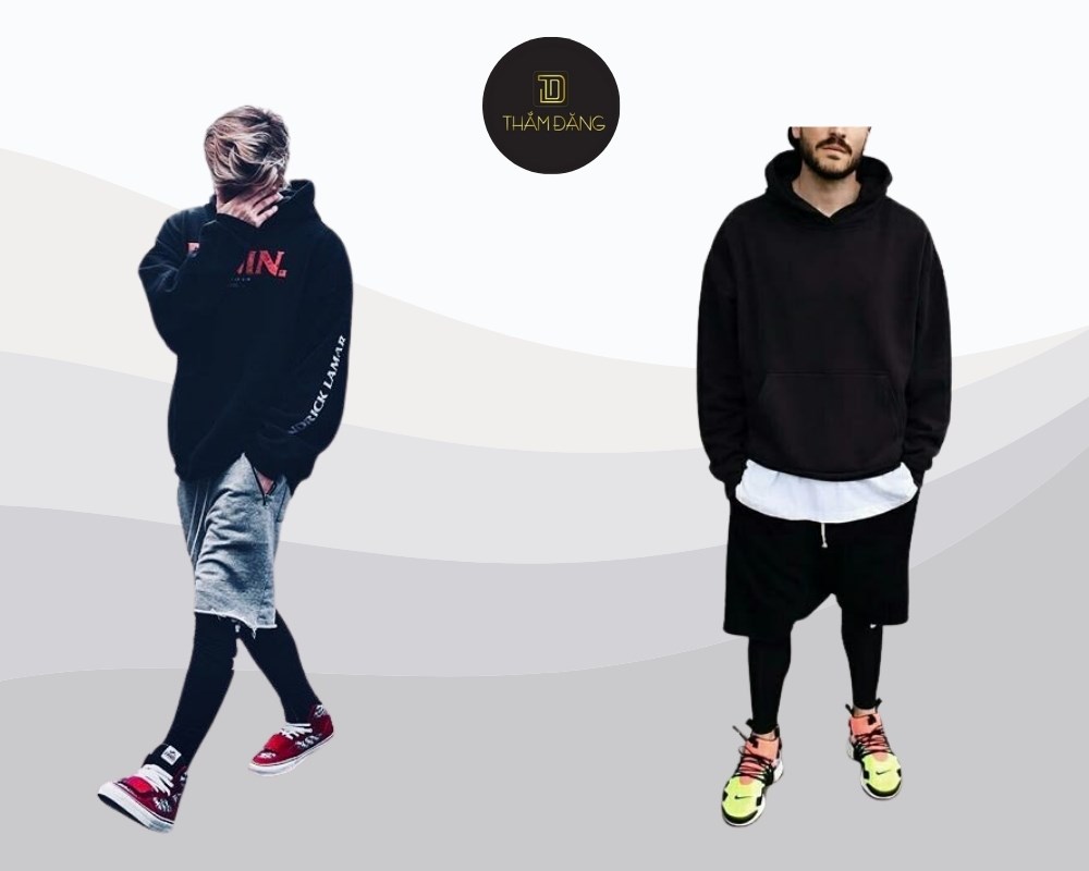 set đồ gồm áo hoodie và legging tạo phong cách cá tính