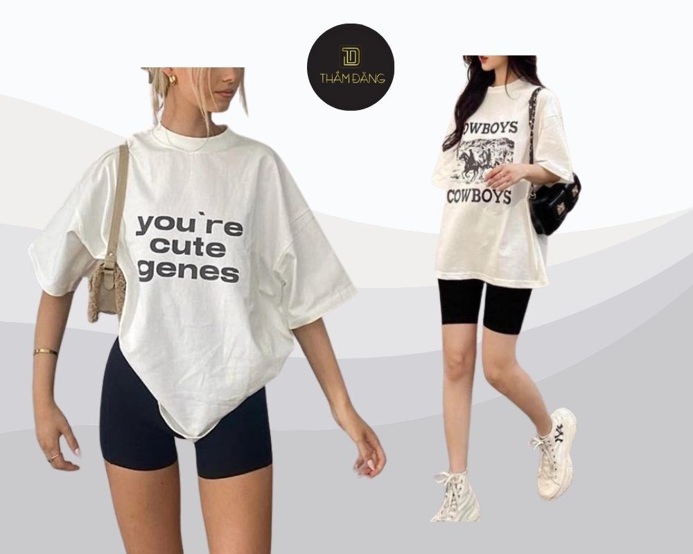 Quần legging nữ lửng và áo thun oversize - lý tưởng cho những ngày hè năng động và thoải mái
