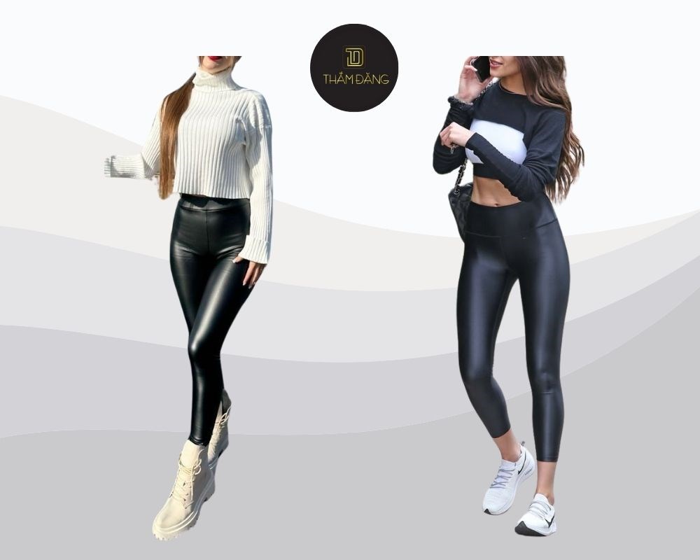 Tạo điểm nhấn với quần legging da và áo croptop, một set đồ vừa chất, vừa quyến rũ, thích hợp cho các buổi tiệc tối