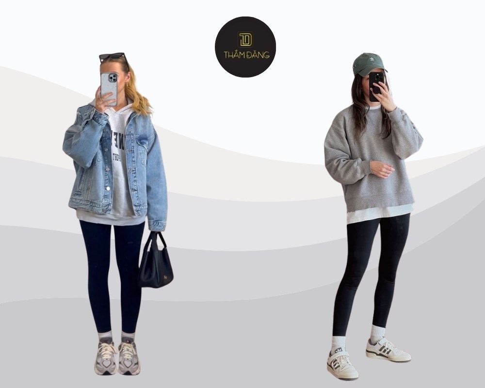 phối đồ với quần legging phù hợp với vóc dáng và hoàn cảnh