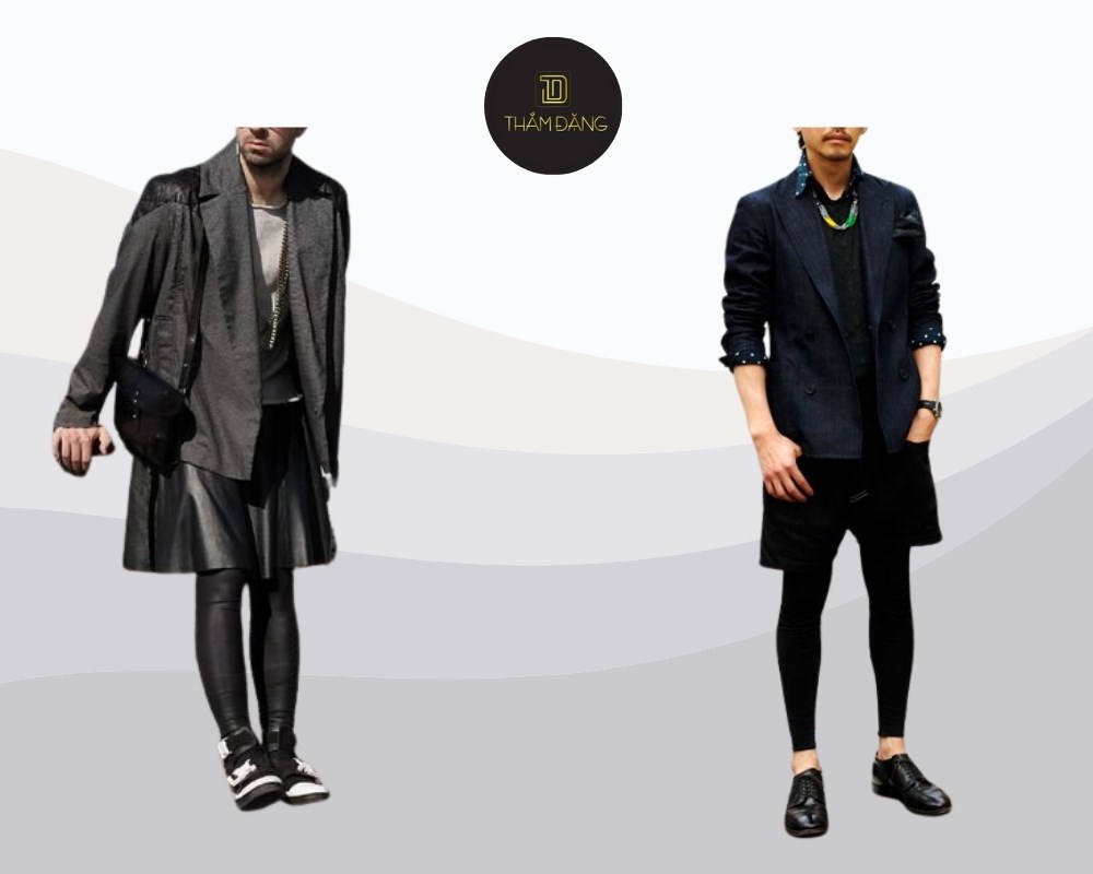 phối quần legging với blazer, quần short