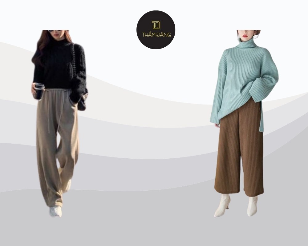 Sự tương phản giữa chất liệu mềm mại của lụa và độ ấm của len tạo nên một outfit cực kỳ hài hòa.