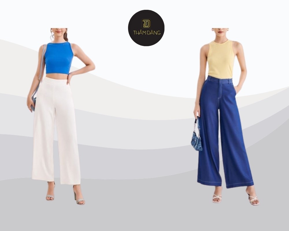 Quần lụa Palazzo nổi bật với phần ống siêu rộng, phủ dài xuống chân, tạo nên vẻ ngoài bay bổng và vô cùng ấn tượng