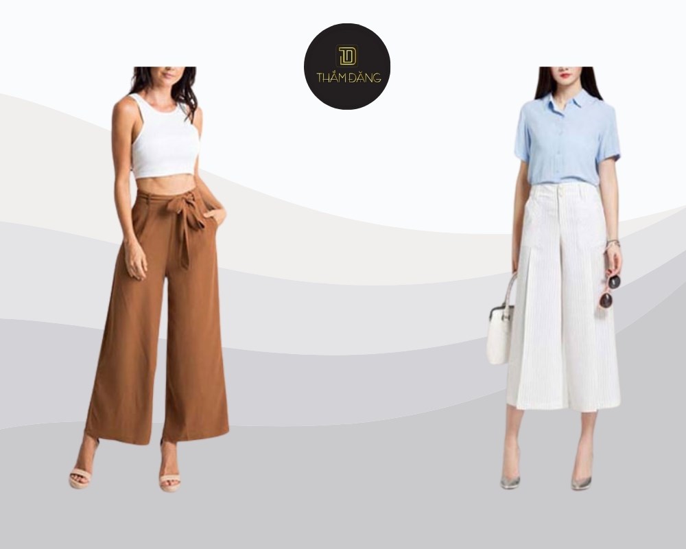 Quần lụa Culottes, hay còn gọi là quần lửng ống rộng, có độ dài ngang bắp chân hoặc trên mắt cá, mang đến vẻ ngoài trẻ trung và năng động