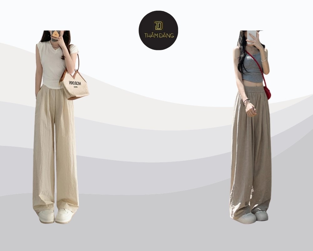 Sự kết hợp giữa quần lụa ống rộng và áo croptop ôm sát tạo nên một outfit hoàn hảo cho những cô nàng yêu thích phong cách trẻ trung, năng động