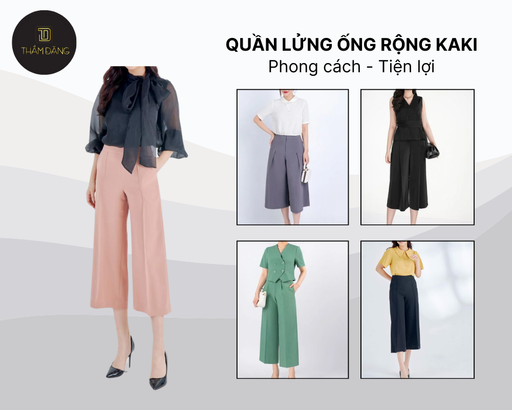 Set quần lửng dáng rộng kaki và áo thun đơn giản mang lại sự thoải mái cho buổi dạo phố