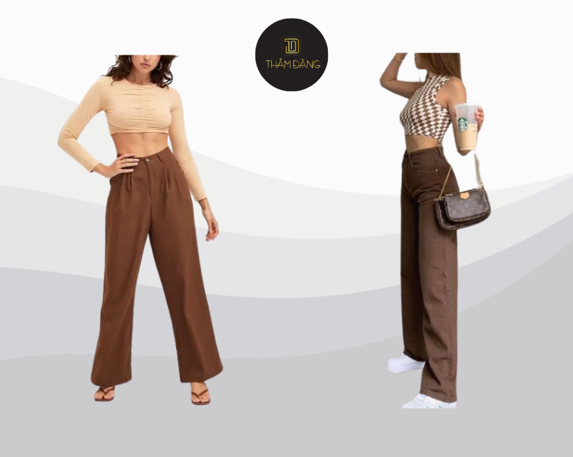 Quần nâu đất phối áo màu tạo outfit trẻ trung, quyến rũ