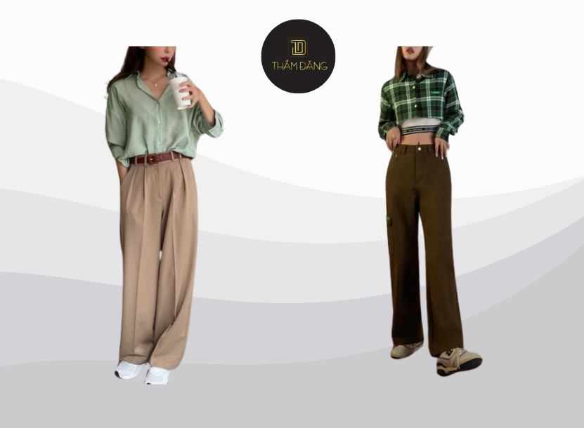 Kết hợp quần nâu với áo len xanh olive tạo vẻ sang trọng, bí ẩn, hoàn hảo cho mùa thu