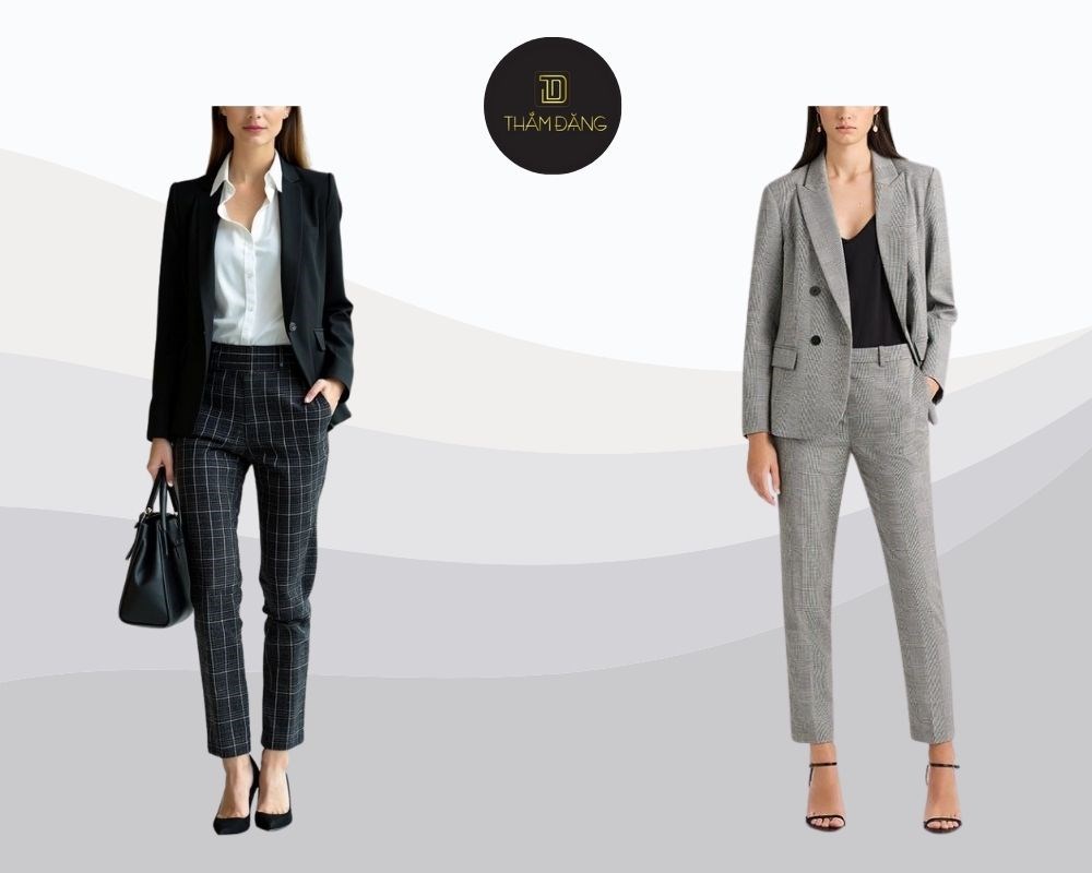 Quần ống côn và blazer nâng tầm phong cách công sở thanh lịch tự tin thời thượng