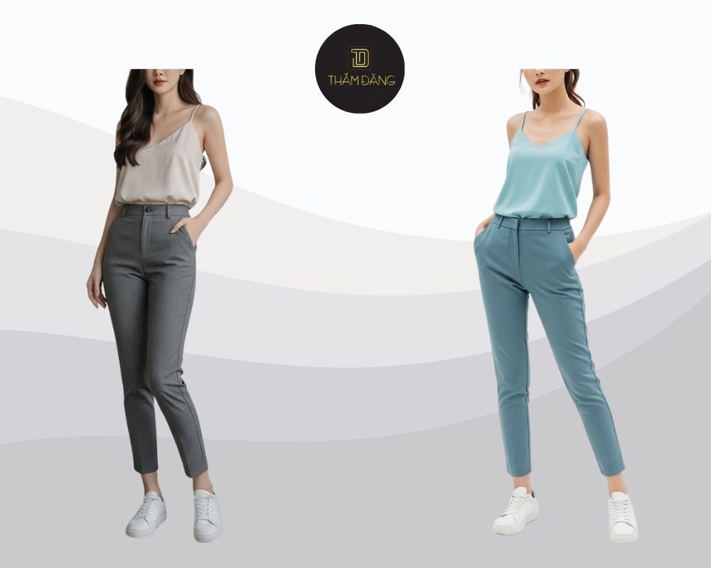 Tôn dáng quyến rũ cùng quần ống côn và áo hai dây thanh lịch nữ tính