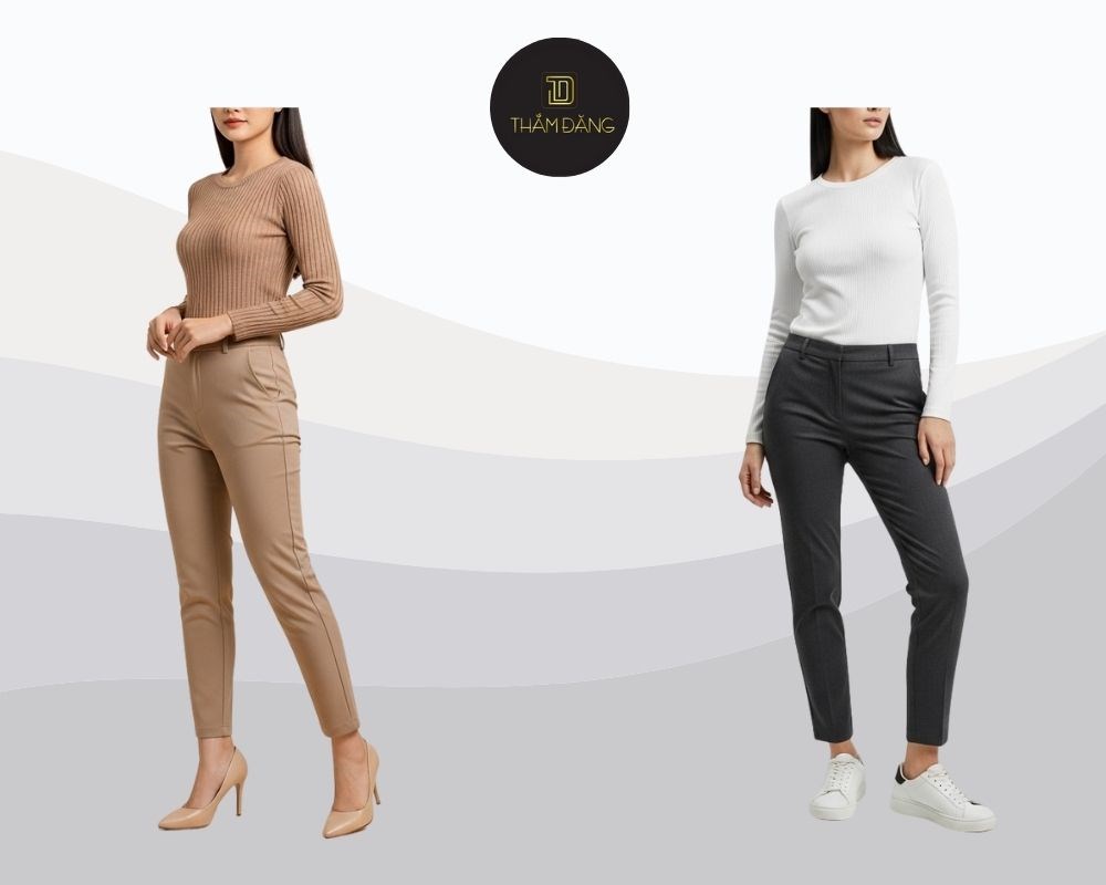 Quần ống côn áo thun gân phối boot thêm kính là nổi bật ngay